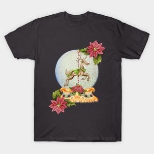 Carousel Reindeer Snow Globe T-Shirt